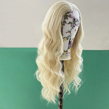 AIMEYA Blonde Wig Synthetic Lace Wigs for Women Natural Hairline Synthetic Lace Frontal Wig Preplucked Wavy Wigs Cosplay Use