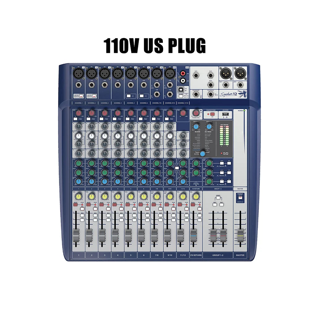 Signature Professional 12 Channel Audio sound Mixer Mixing console interface for Stage DJ Singing