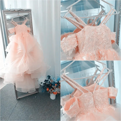 Lovely White Satin Flower Girl Dress for Wedding Dresses Little Princess Bow Kids Birthday Party Evening Customise Gowns