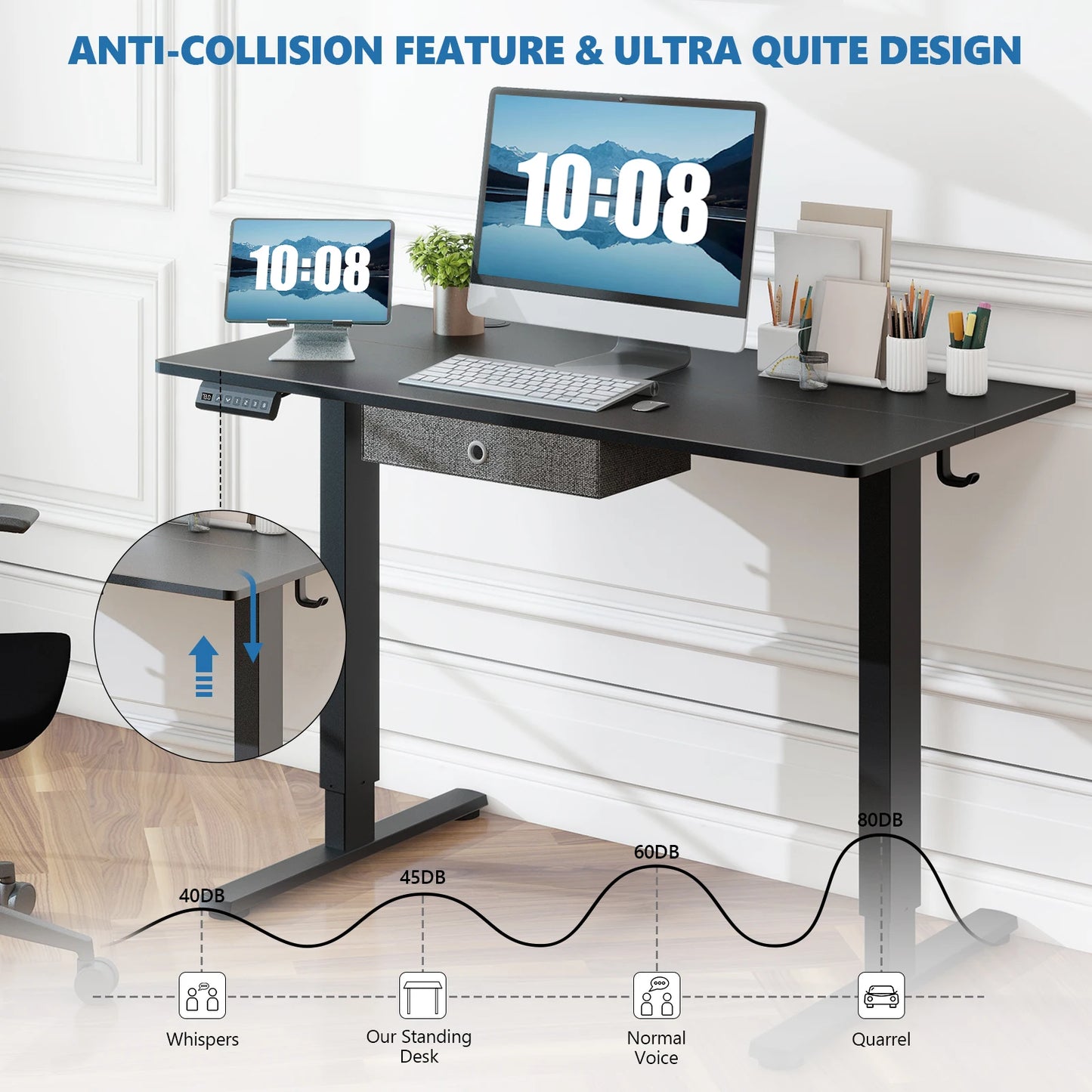 JHK Electric Standing Desk Height Adjustable 55x24 Inch Computer Desk Workstation Ergonomic Work Table for Home Office