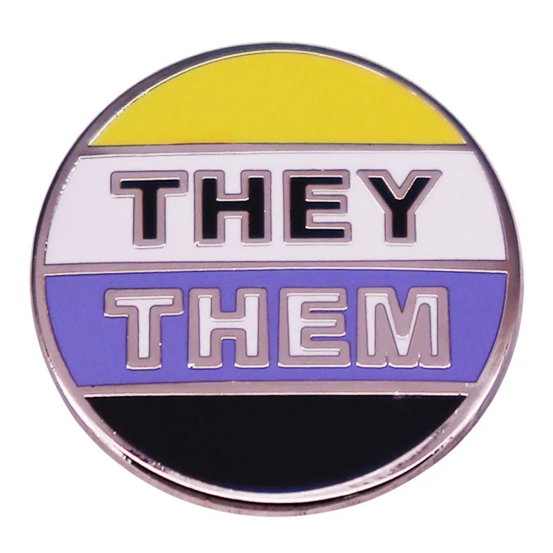 Non Binary Genderqueer Pride Lapel Pin They/Them Pronouns Brooch Queer Gay LGBTQ Emamel Pin Accessory