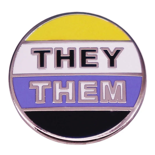 Non Binary Genderqueer Pride Lapel Pin They/Them Pronouns Brooch Queer Gay LGBTQ Emamel Pin Accessory