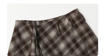 CHIC VEN Women Skirts A Line Retro Loose High Waist Irregular Color Plaid Frosted Half Body Long Ladies Skirt Autumn Winter 2026