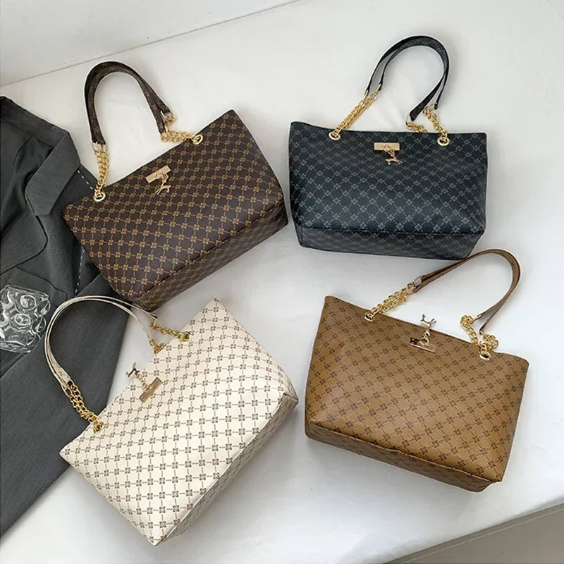 Summer High Quality PU Leather Fashion Large-capacity Shoulder Armpit Women's Bag Work Student Travel Female Retro Handbag Tote