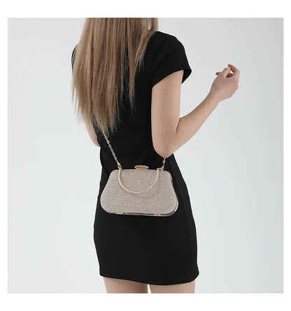 Luxury High Design Women Evening Bag Brand Party Banquet Glitter Bag for Ladies Wedding Clutch Handbag Shoulder Bag Chain Bolsas