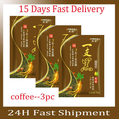 Natural Herbal Hair Dye Shampoo 3 in 1 Hair Color Shampoo Non-irritating Lasting Repair Nourish Gray White Hair Care Women Men