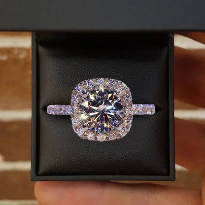 Classic Silver Color Engagement Wedding Rings for Women Fashion Metal Inlaid White Zircon Stones Bridal Ring Jewelry