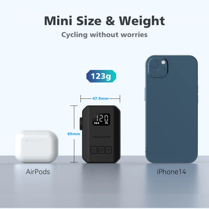 [2026 NEW] Peakspeak AS260PRO Electric Mini Bike Pump 600mAh Battery 120PSI Max Bike Cordless Tire Inflator with LED Display