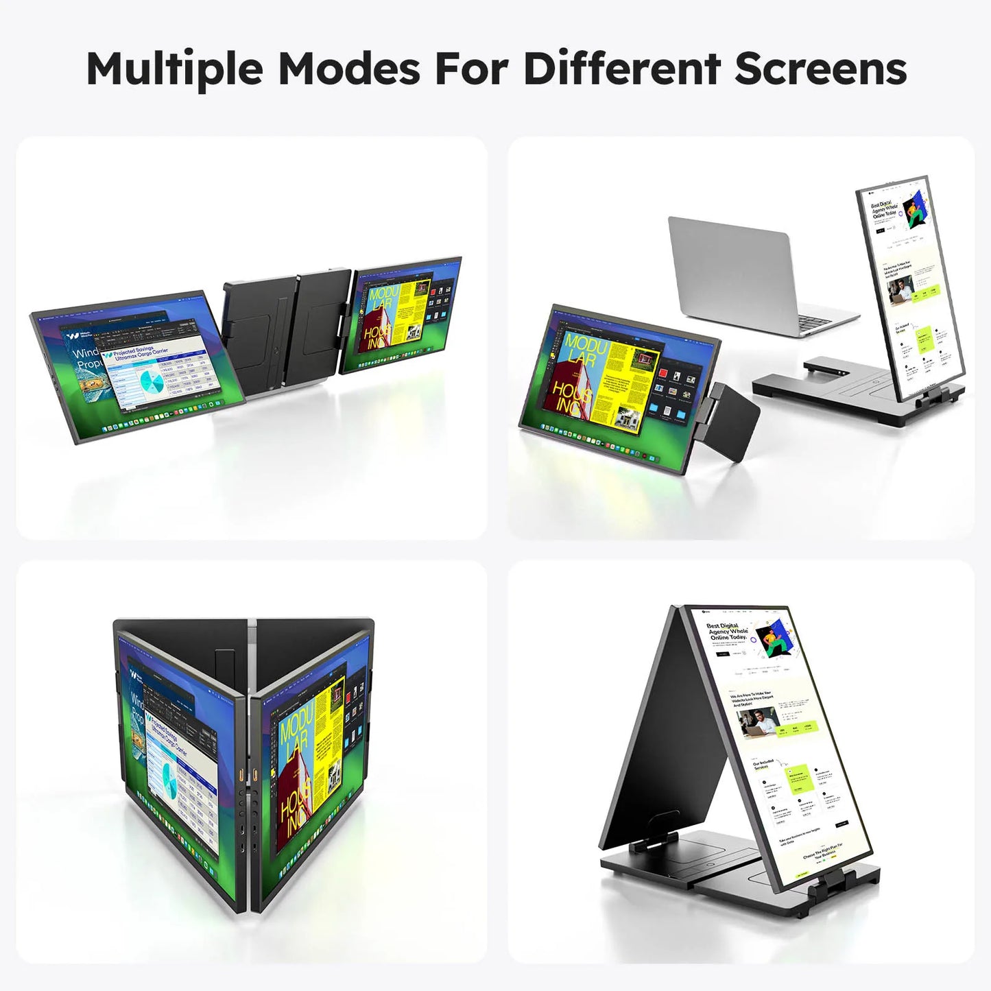 15.6inch Triple Screen Extender For Laptops 1080P FHD IPS Portable Dual External Monitors For Macbook Windows Extension 13-17"
