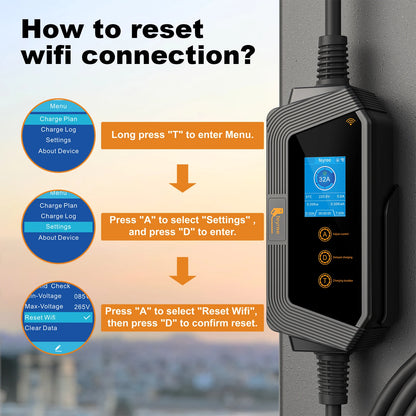 feyree Type1 7KW 32A 1Phase Portable EV Charger J1772 Socket with 5m Cable Smart APP WIFI Control Version for Electric Vehicle