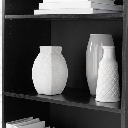 5-Shelf Bookcase with Adjustable Shelves,Solid Wood/Closed Back/Display Bookshelf for Living Room,Bedroom,Home and Office,White