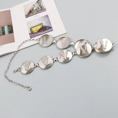 2025 New round gold color silver color alphabet belt luxury dress long waist chain  designer belt women's fashion accessories