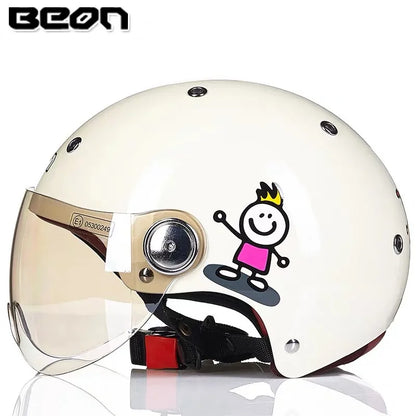 BEON Motorcycle Helmet for Adult and Child All Seasons Electric Vehicle Half Helmet Summer Sun Protection Helmet Motorcycle
