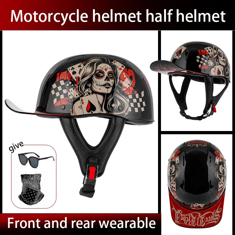 Summer breathable retro cruise motorcycle helmet for men and women electric motorcycle half helmet day American pedal scoop helm