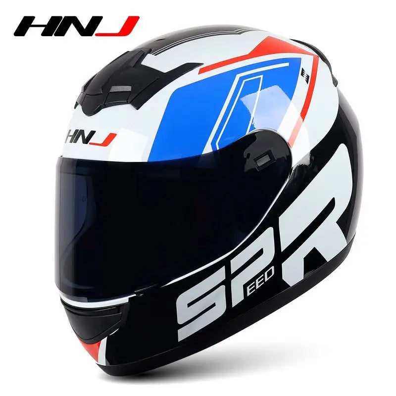 HNJ Men Motorcycle Helmet Women Full Face Helmet Riding Personality Horn Pink Helmet DOT Certification casco moto