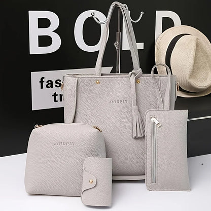 4pcs Women Tote Bag, Handbag Purse Shoulder Crossbody Bags for Woman Storage Bag, Synthetic, Zipper Closure, Small Messenger Bag
