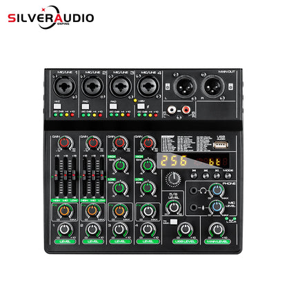 GAX-GT6  Professional 6-channel audio mixer, portable audio card, mixer，6-channel DJ controller/audio console mixer
