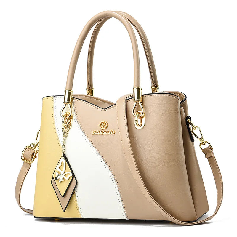 2024 New Three Color Combination Women's Handbag Large Capacity Soft Leather Shoulder Bag Fashion Elegant Women's Crossbody Bag