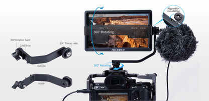 FEELWORLD FW568S 6 Inch 1920X1080 IPS FHD LCD Panel On Camera Field  Monitor 3G SDI 4KHDMI Input Output  for Youtube Gimbal Rig