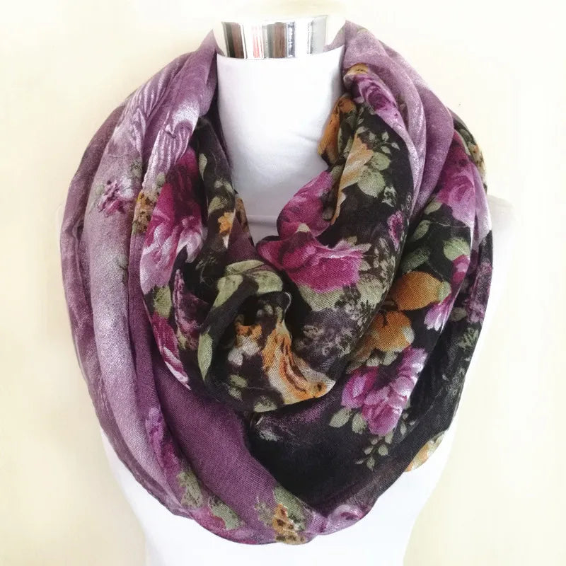 Fashion Design Sexy Sky Rose Shawl infinity Scarf women ring scarves Neckerchief Autumn Winter Foulards Muslim Hijab Sjaal