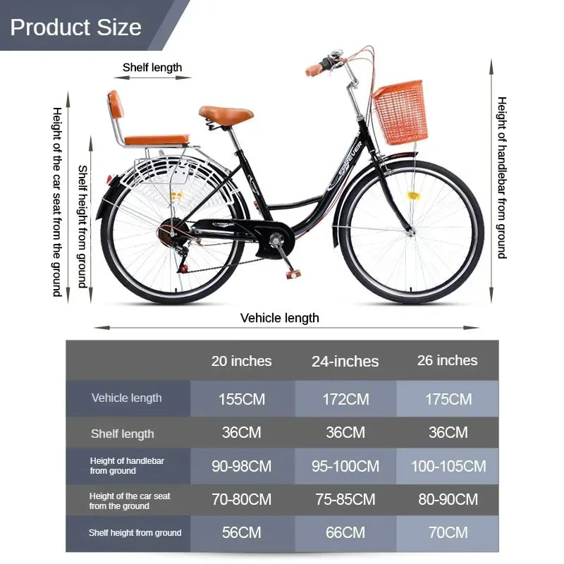 Cycling City 24/26 inch men's and women's bicycles light commuting ladies' student bikes leisure bicycles 2023