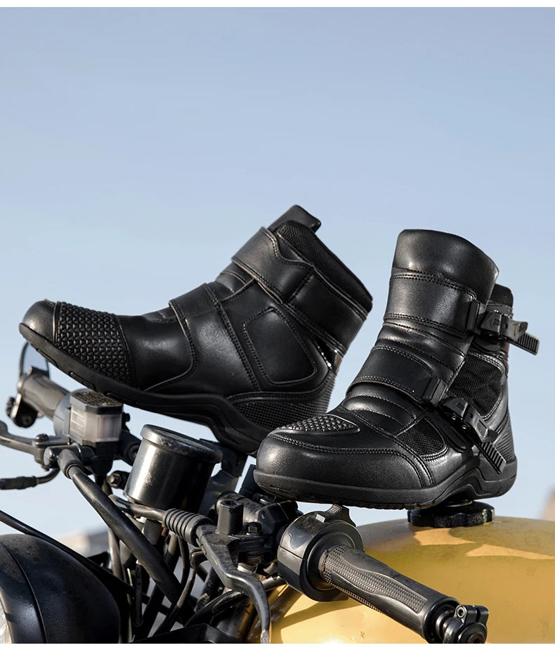 Man Motorcycle Boots New Breathable Anti-fall Rider Road Racing Motorcycle Shoes Microfiber Leather Men's Motos Protection Boot