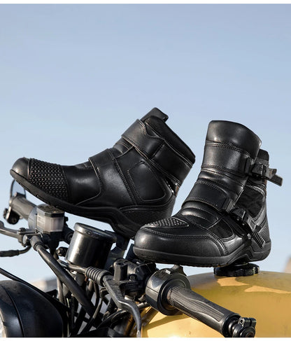 Man Motorcycle Boots New Breathable Anti-fall Rider Road Racing Motorcycle Shoes Microfiber Leather Men's Motos Protection Boot