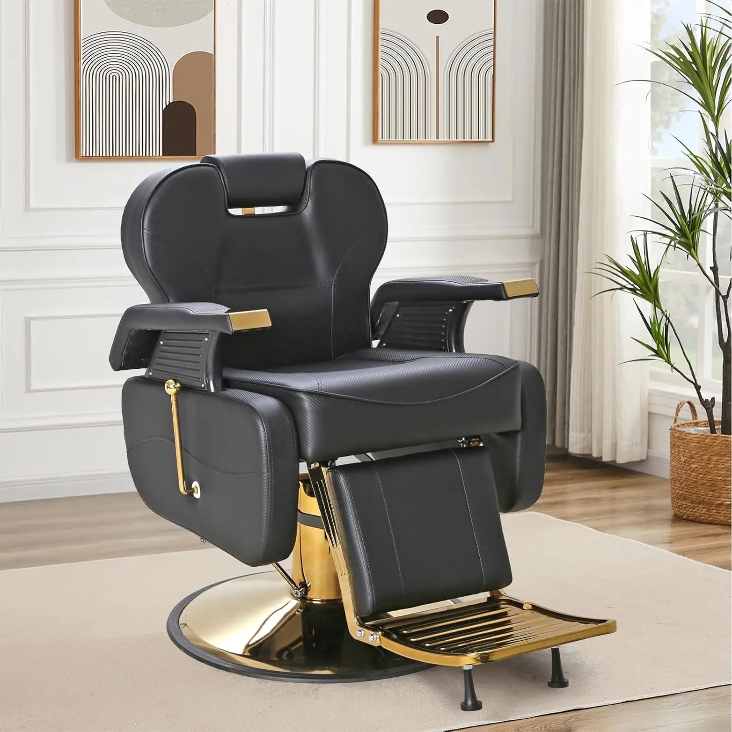 Barber Chairs for Barbershop, Heavy Duty Hydraulic Barber Chair 360° Swivel Reclining, Adjustable PU Leather Beauty, Customized