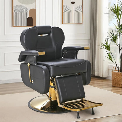 Barber Chairs for Barbershop, Heavy Duty Hydraulic Barber Chair 360° Swivel Reclining, Adjustable PU Leather Beauty, Customized