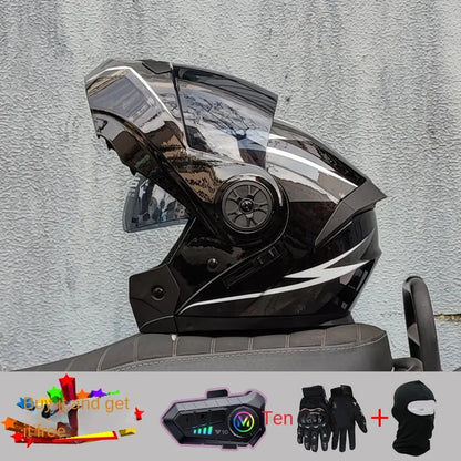 ORZ new motorcycle helmet with dual sunshades full face racing Bluetooth modular flip helmet for men and women DOT approval