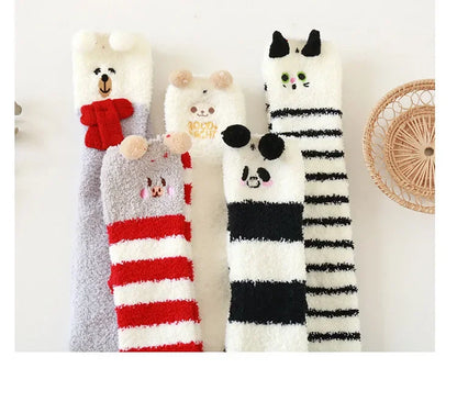 Snug Fleece Over Knee Socks Plush Cozy Winter Fall Sweet Long Female Hosiery Soft Fuzzy Leg Covers Floor Wear2024 New Bulk Deal