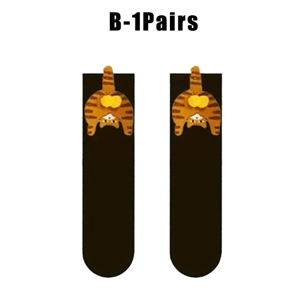 Cute Cat Socks with Balls Funny Cotton Socks Breathable Soft Cotton Socks Girl Women Socks Novelty Gifts for Cat Lovers