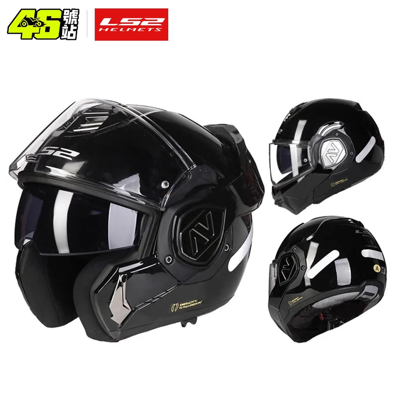 LS2 FF906 Advant Flip Up MODULAR Helmet Motorcycle Modular Double Visor Helmet built-in Lens ECE Capacete Moto helmets