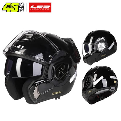 LS2 FF906 Advant Flip Up MODULAR Helmet Motorcycle Modular Double Visor Helmet built-in Lens ECE Capacete Moto helmets
