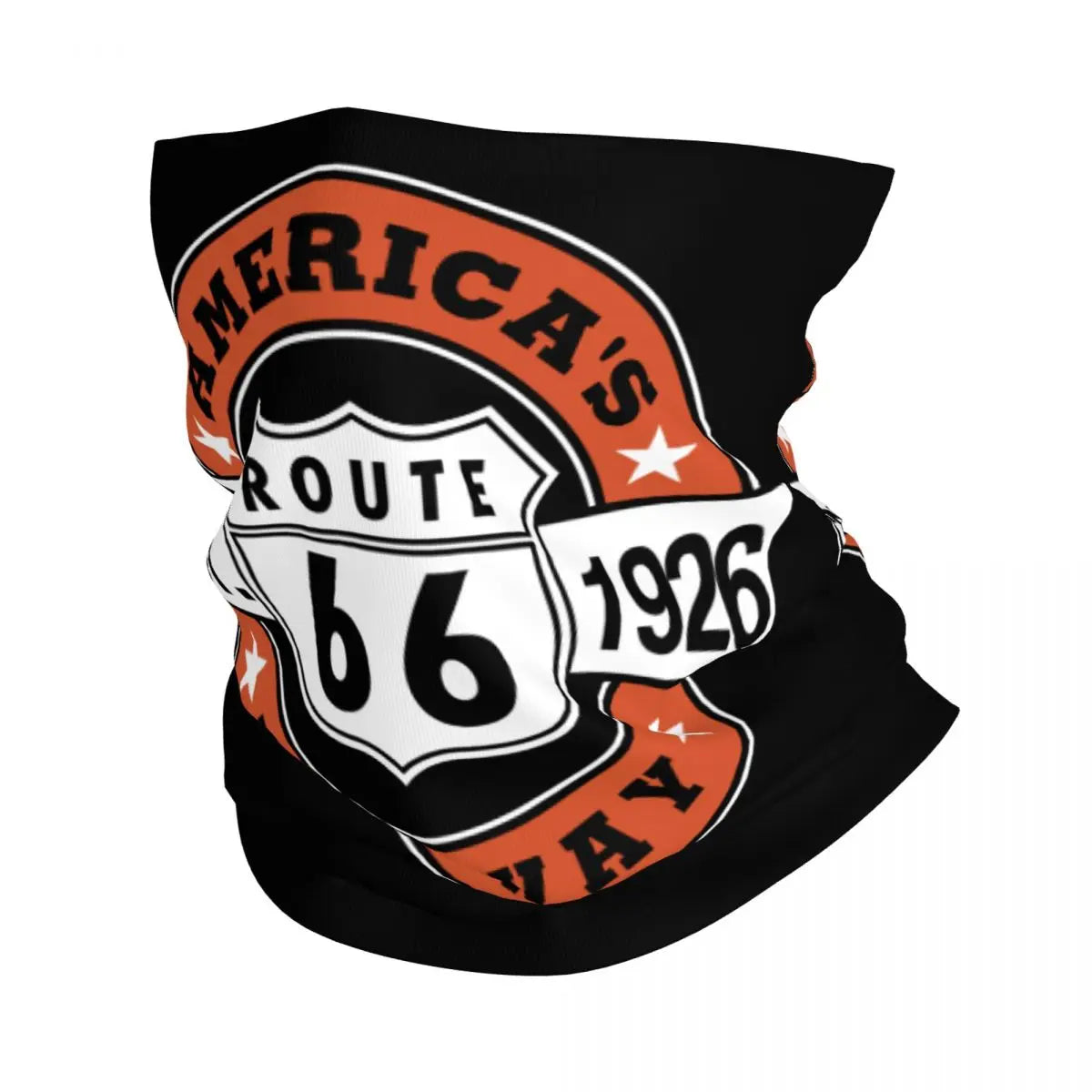 Custom Travel Motorcycle Ride Route 66 Bandana Winter Neck Warmer Windproof Wrap Face Scarf for Hiking Highways Gaiter Headband