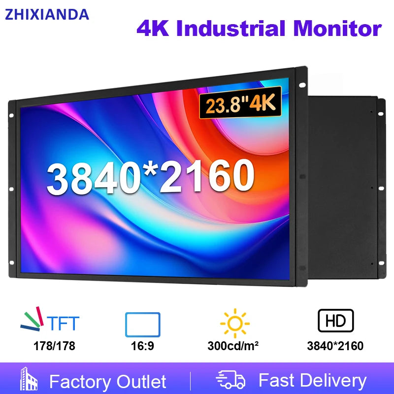 Factory Price 23.8 24 Inch FHD 4K 3840*2160 VESA Panel Mount Open Frame PCAP Touch Screen Monitor Industrial LCD Display DP/HDMI