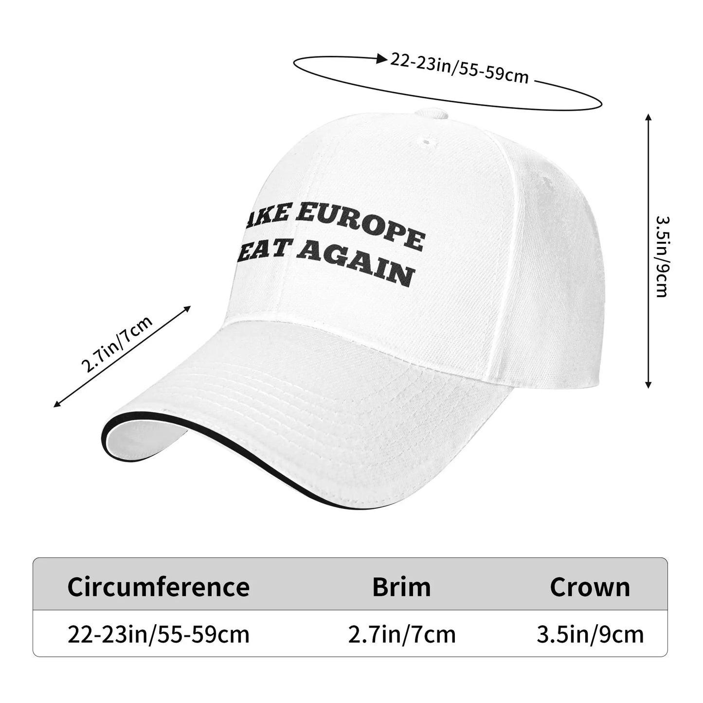 Make Europe Great Again Baseball Cap  Women Men Print Trucker Hat Summer Casual Outdoor Gym Sun Visor Baseball Caps