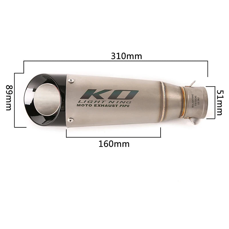 Universal 38-51 mm Exhaust Muffler Pipe Motorcycel Stainless Steel Escape with Removable DB Killer Slip On or Weld