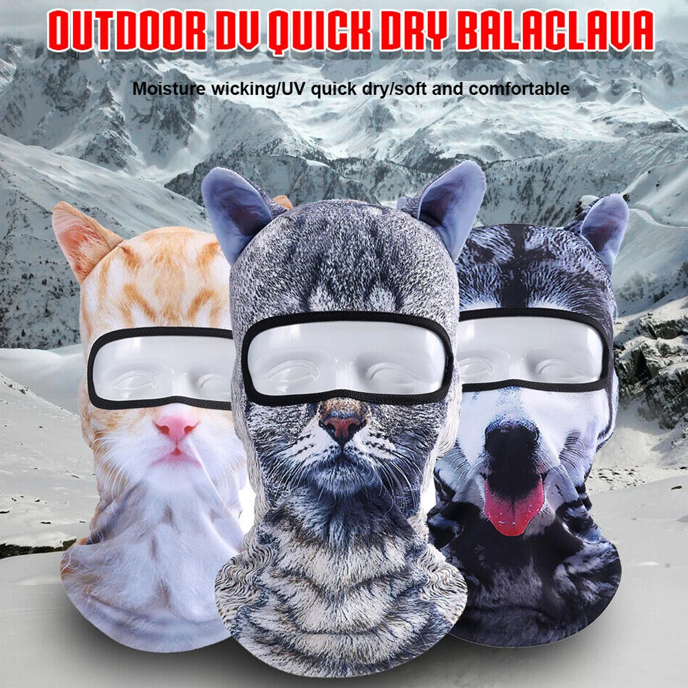 3D Animal Balaclava Bicycle Cycling Ski Hats Party Cat Dog Full Face Mask Funny Neck Gaiter Windproof Soft Animal with Ears Hats