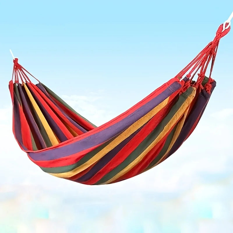 Outdoor Camping Essential 1 Portable Woven Canvas Hammock with Storage Bag Anti Rollover Indoor Outdoor for Patio Garden Camping