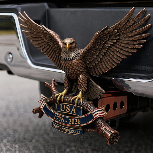 Patriotic Bald Eagle Hitch Cover USA 250th Anniversary Hitch Cover for Most Pickup Trucks SUVs and Campervans Vehicle Decoration