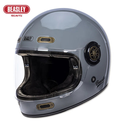 BEASLEY Retro Helmet Men's Women's Cruise Motorcycle Fiberglass Full Helmet Carbon Fiber Motorcycle Helmet DOT Certification