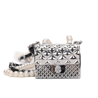 Mini dinner bags for women fashionable metal small box bag designer pearl chain shoulder bag clothing accessories crossbody bag