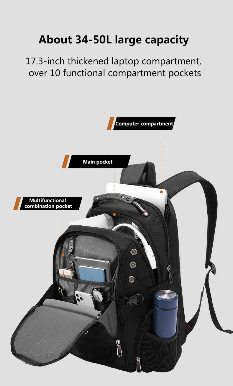 2026 Waterproof 17/20 Inch Laptop Backpack Men Airplane Travel Everyday Backpacks Women Oxford Rucksack Male School Bag Mochila
