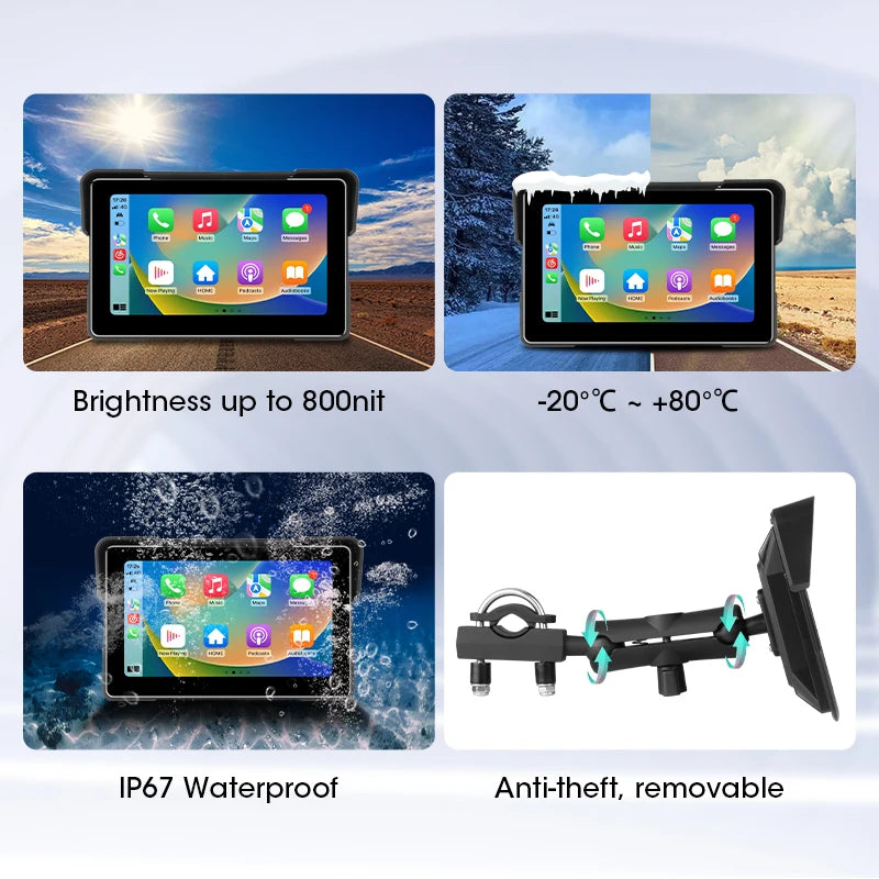 7 inch Motorcycle CarPlay Screen With TPMS GPS for Moto Navigation Display Screen Android Auto Digital Motorcycle Dashboard BT