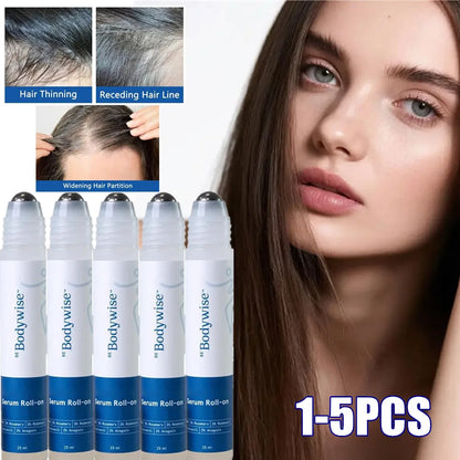 1-5pcs Bodywise Roll-On Ball Hair Growth Serum - Natural Rosemary Plant Essence Strengthen Hair Roots Gently Nourishes Scalp