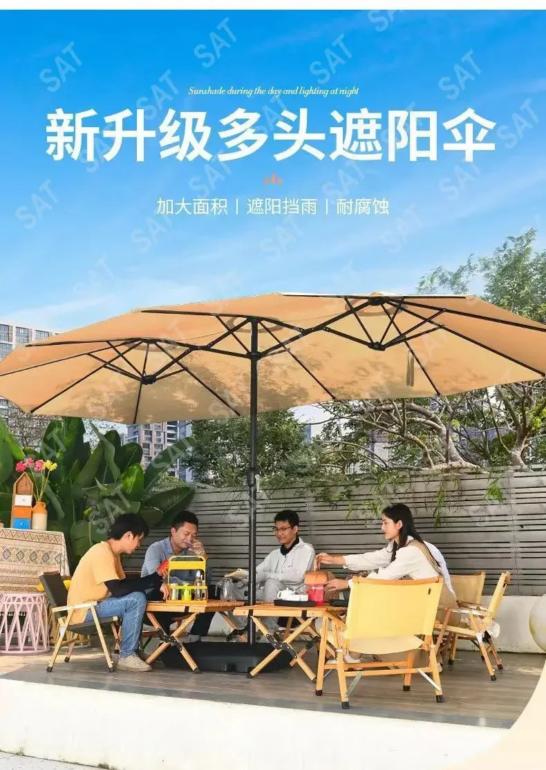 -Three-headed Parasol Outdoor Courtyard Leisure Umbrella With Big Umbrella Set Outside And Big Umbrella Stall Outdoor Garden