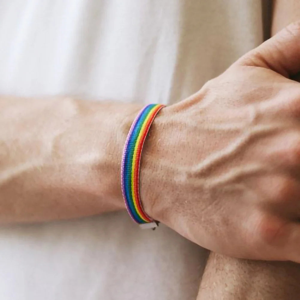 2pcs Rainbow Pride Bracelet Wristband Rope Woven Friendship For Men Lgbtq Cause Support Parties Unisex Trendy