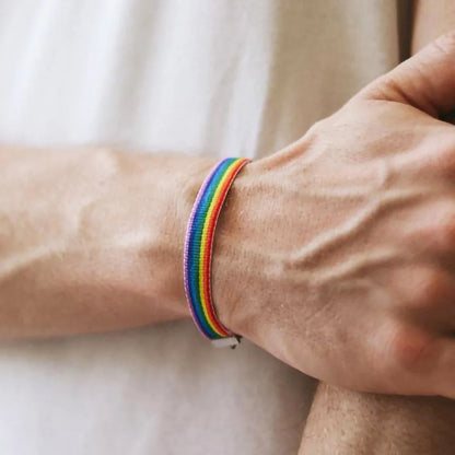 2pcs Rainbow Pride Bracelet Wristband Rope Woven Friendship For Men Lgbtq Cause Support Parties Unisex Trendy