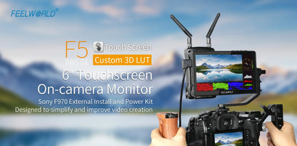 FEELWORLD F5 PRO V4 6" 3D LUT Touchscreen Monitor 4K HDMI I/O High-Res Rec.709 Aux Power Multiple Mounting Options